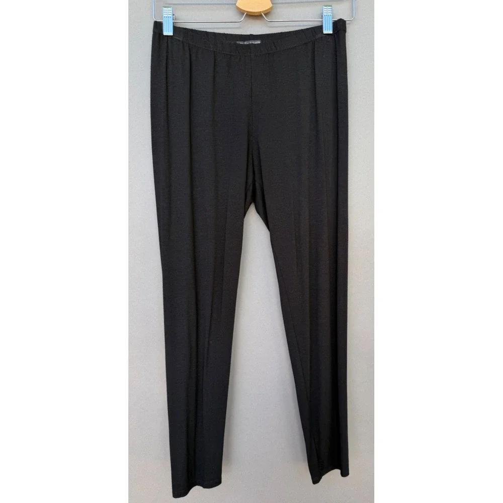Eileen Fisher Petite Medium Black‎ Pull On Pants Straight Leg Leggings Capsule